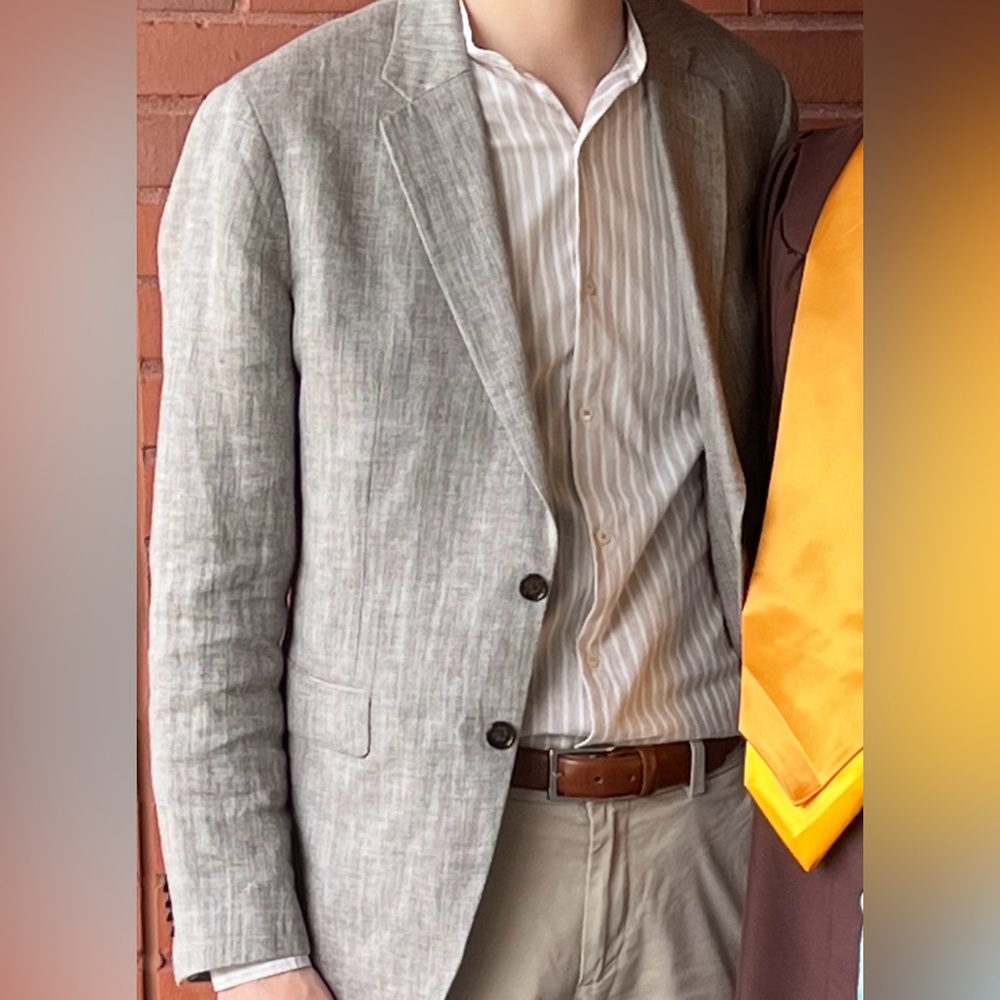MENS ZARA SLIM FIT LINEN SHIRT - Picture 2 of 4